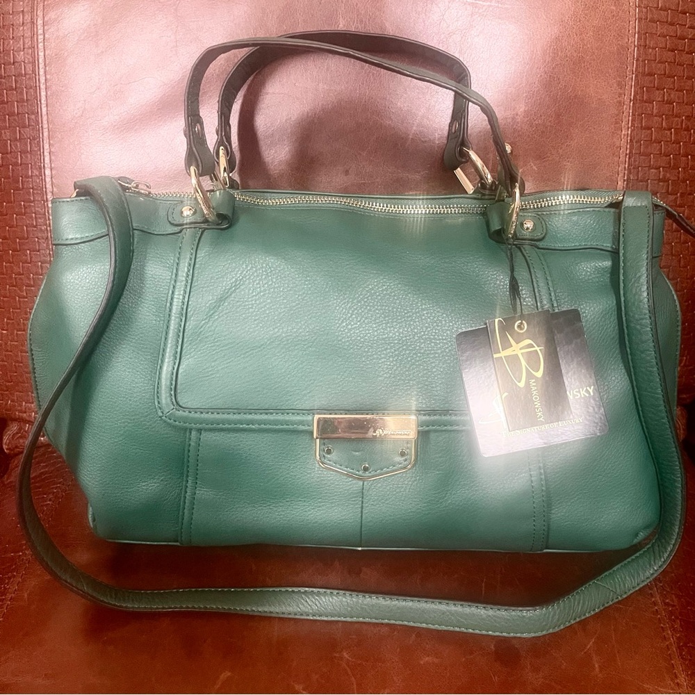 B Makowsky Spacious Genuine Leather Shoulder & Satchel & Crossbody Bag - Picture 11 of 12